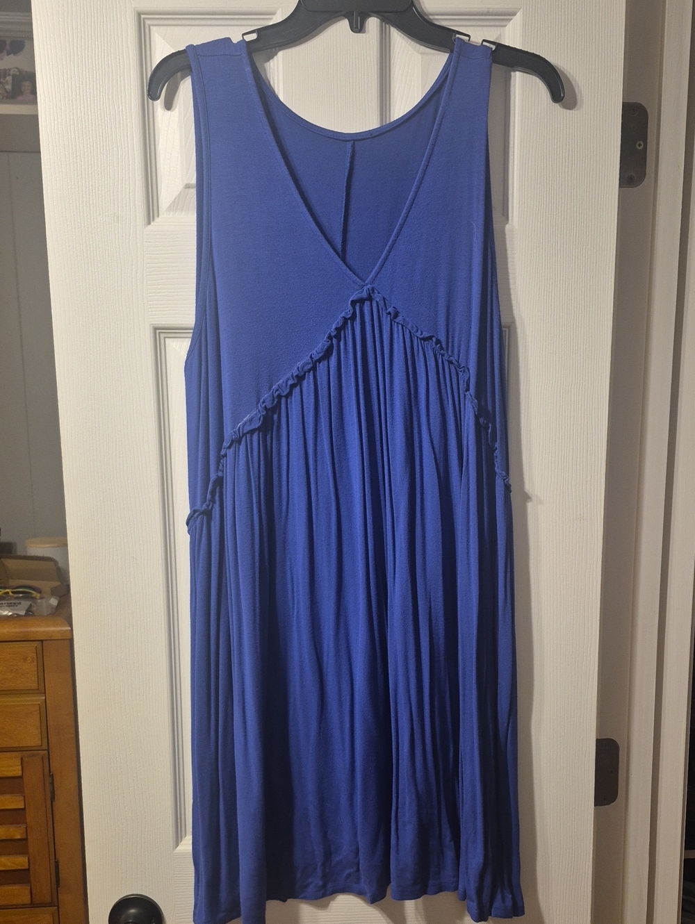 Blue Sleeveless V-Neck Swing Dress